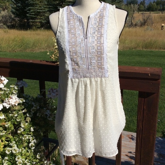 Anthropologie One September Cream Beaded Top Sz-XS - Picture 1 of 7